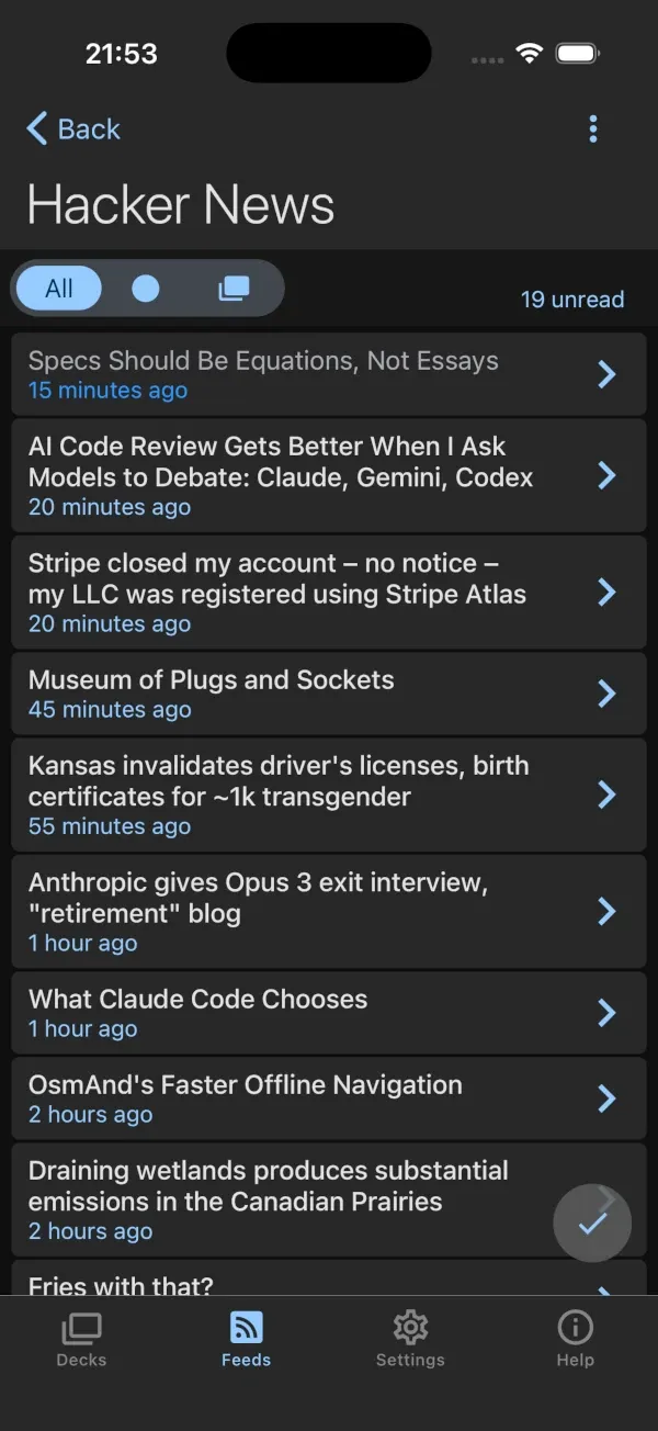 Share your decks with built-in RSS reader
